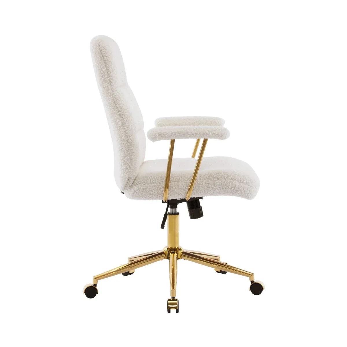 Modern Height Adjustable White Gold Boucle Office Chair - Omega Lifestyles