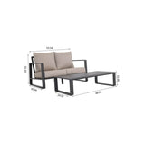 Aluminum Loveseat And Coffee Table Set With Cushions - Tino Tino - Omega Lifestyles