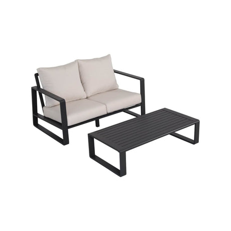 Double Sofa And Rectangular Aluminum Coffee Table Set - Tino Tino - Omega Lifestyles