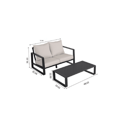 Double Sofa And Rectangular Coffee Table Set With Cushions - Tino Tino - Omega Lifestyles