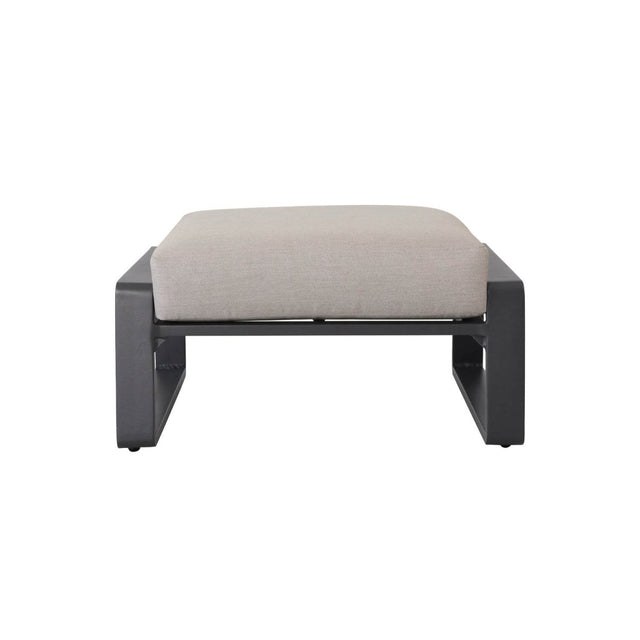 Set of 2 Aluminum Ottomans With Plush Beige Cushions - Tino Tino - Omega Lifestyles