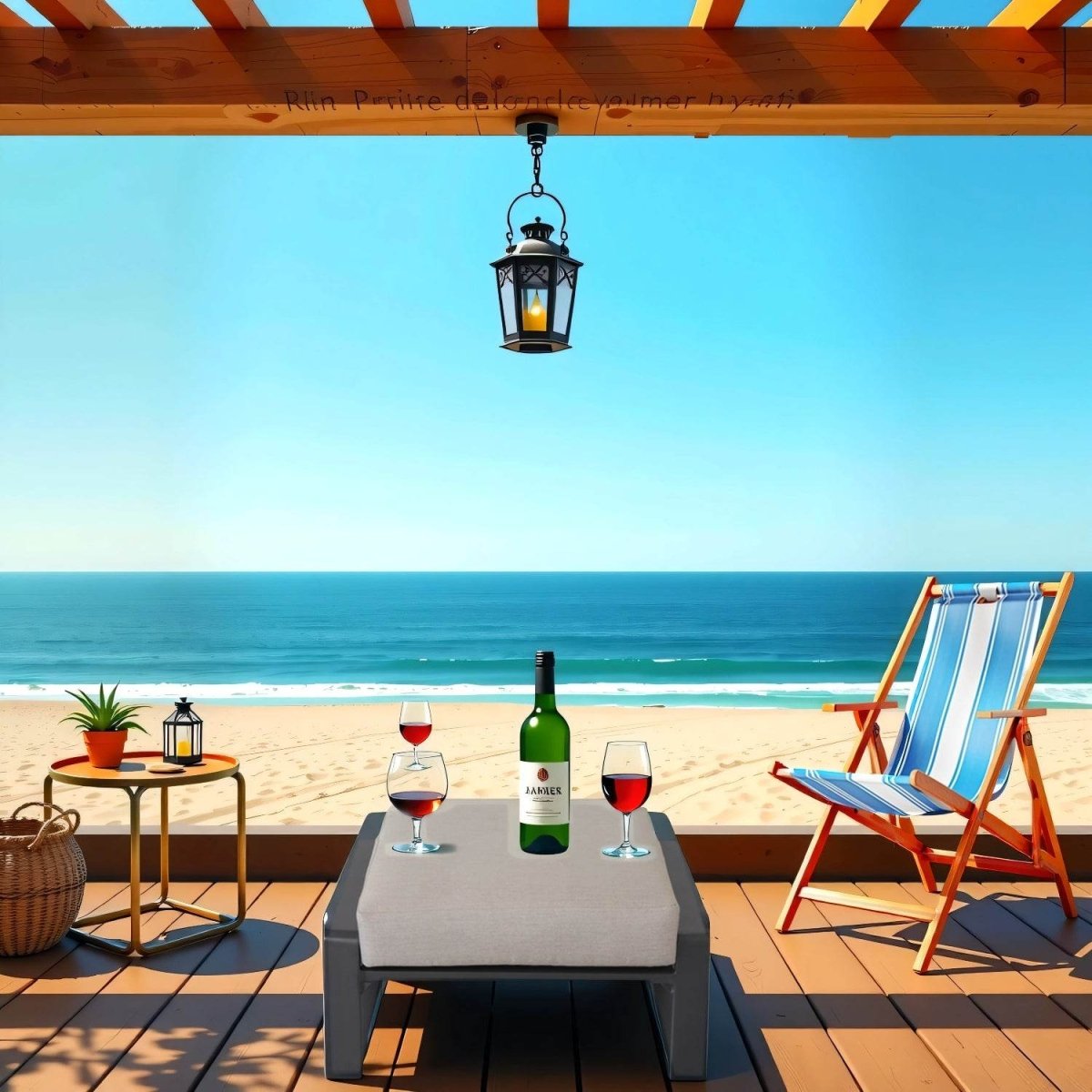 Set of 2 Aluminum Ottomans With Plush Beige Cushions - Tino Tino - Omega Lifestyles