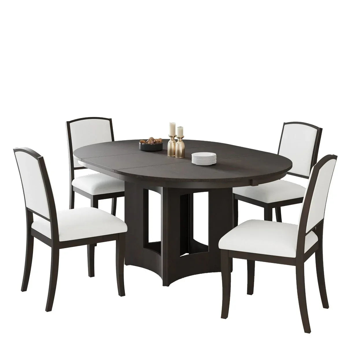 Farmhouse Extendable Round Solid Wood Dining Set - Omega Lifestyles