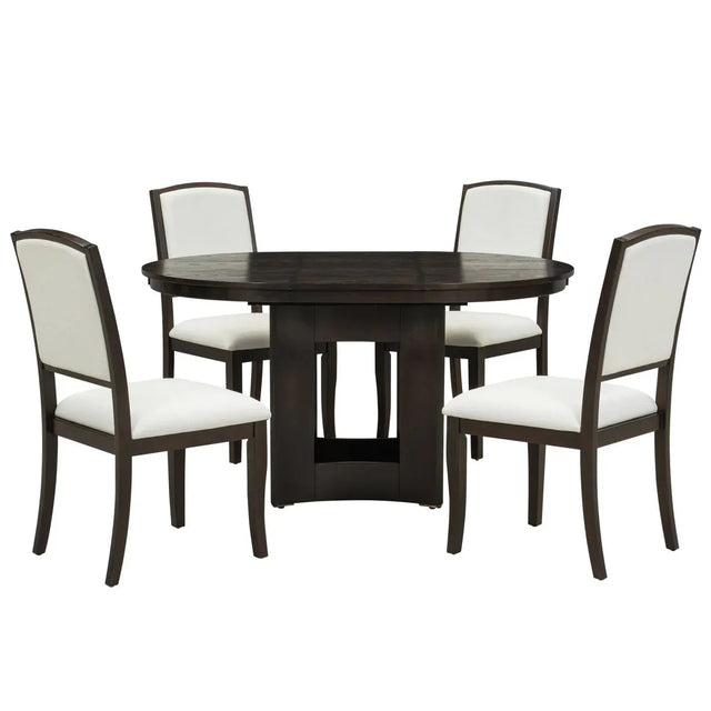 Farmhouse Extendable Round Solid Wood Dining Set - Omega Lifestyles