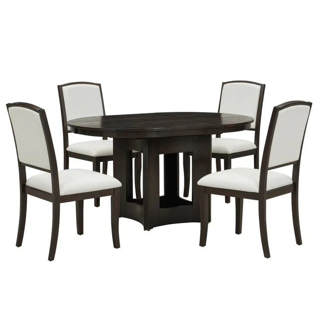 Farmhouse Extendable Round Solid Wood Dining Set - Omega Lifestyles