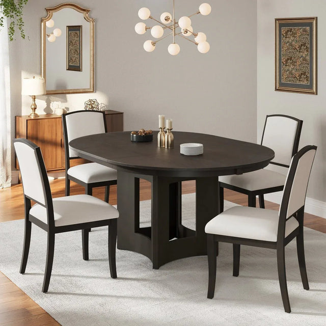 Farmhouse Extendable Round Solid Wood Dining Set - Omega Lifestyles