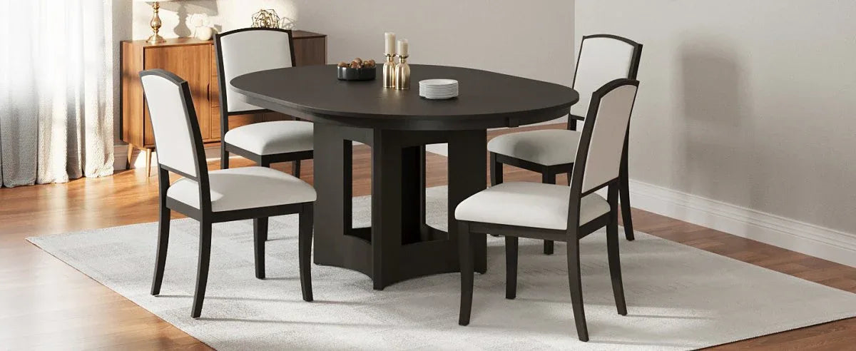 Farmhouse Extendable Round Solid Wood Dining Set - Omega Lifestyles