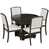 Farmhouse Extendable Round Solid Wood Dining Set - Omega Lifestyles