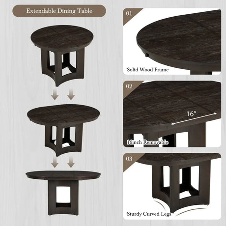 Farmhouse Extendable Round Solid Wood Dining Set - Omega Lifestyles