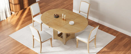 Farmhouse Extendable Round Wood Dining Table Set - Omega Lifestyles
