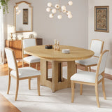 Farmhouse Extendable Round Wood Dining Table Set - Omega Lifestyles