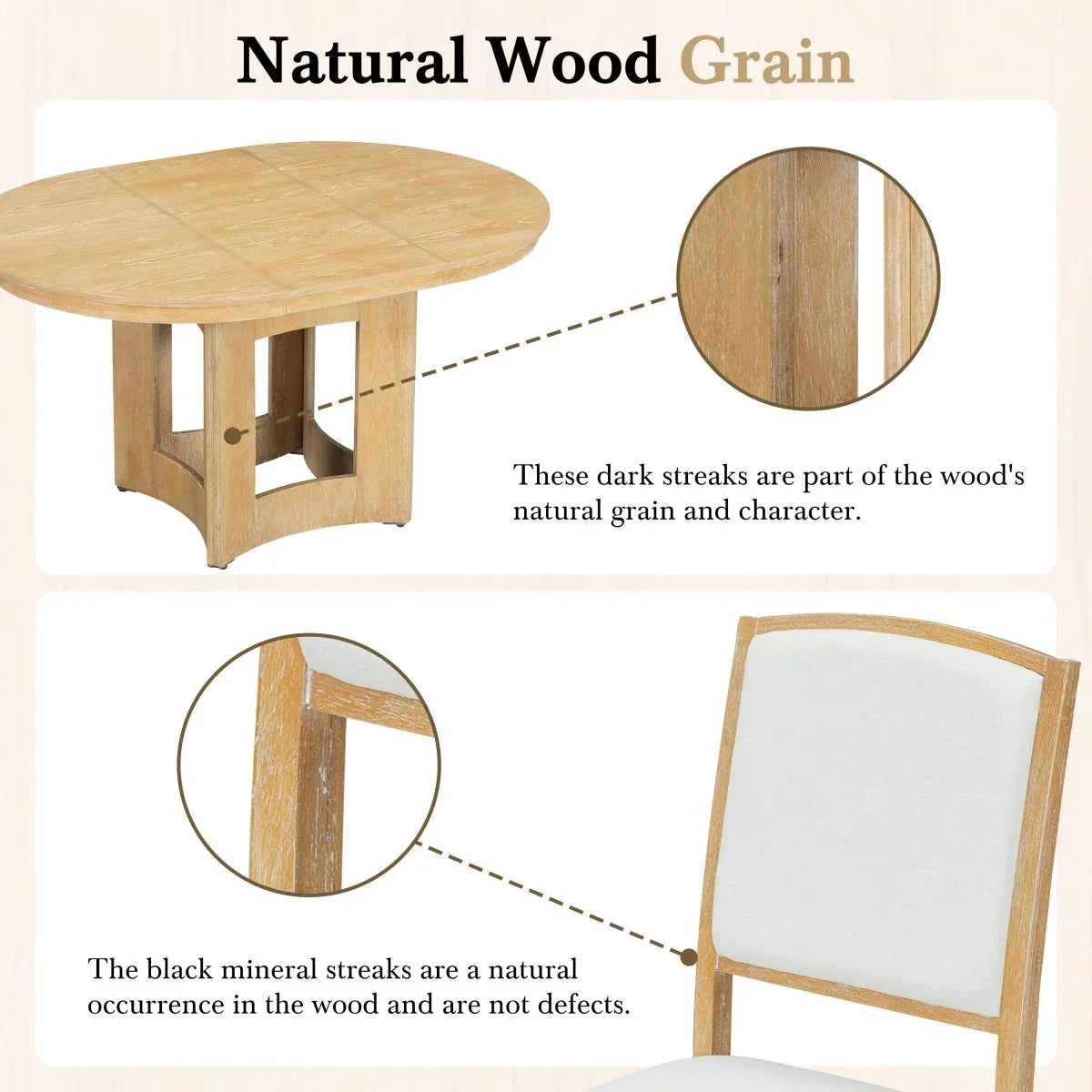 Farmhouse Extendable Round Wood Dining Table Set - Omega Lifestyles