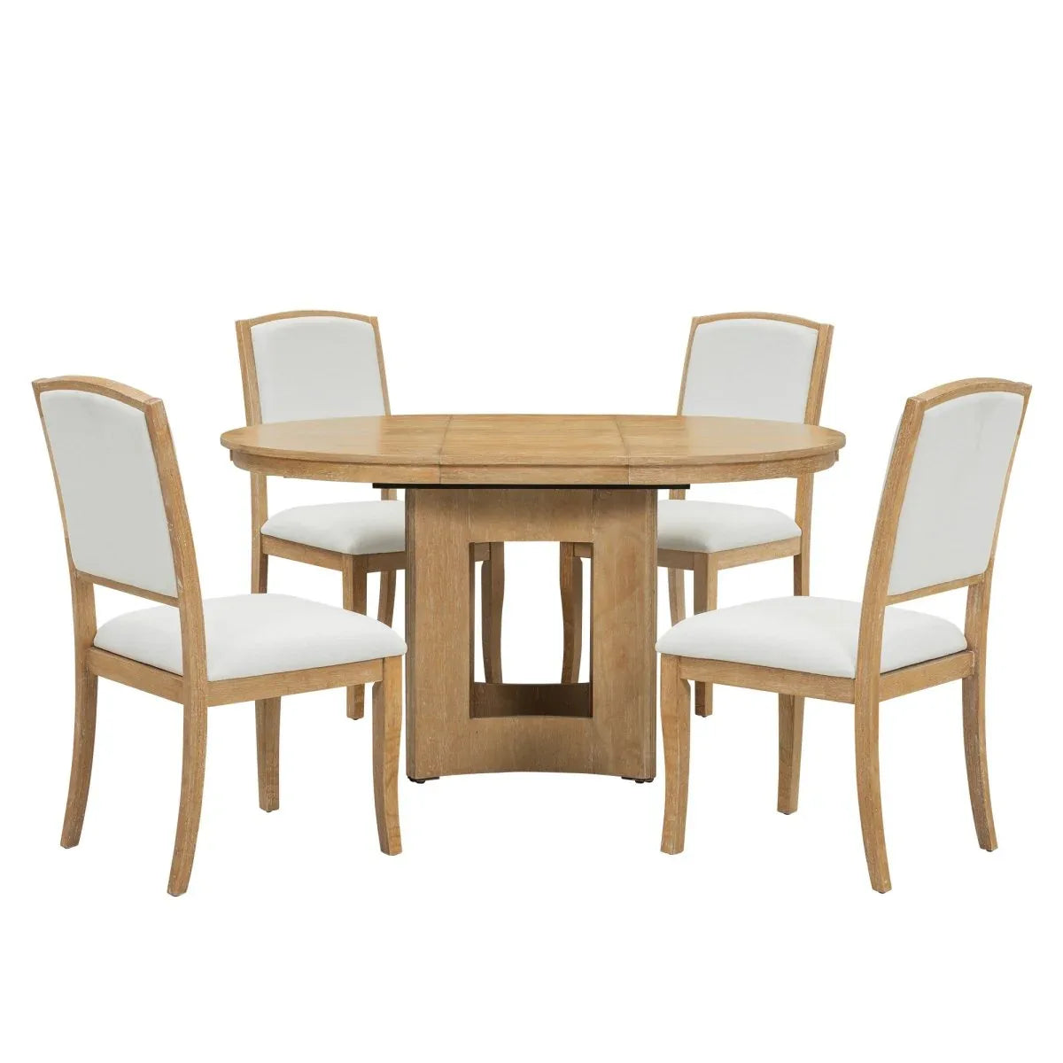 Farmhouse Extendable Round Wood Dining Table Set - Omega Lifestyles