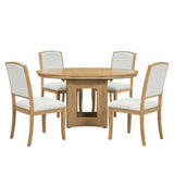 Farmhouse Extendable Round Wood Dining Table Set - Omega Lifestyles