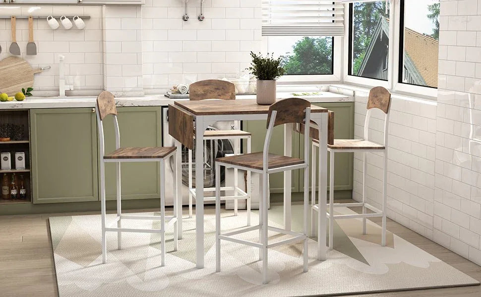 Farmhouse Metal Counter Height Drop Leaf Dining Set - Omega Lifestyles