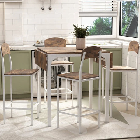 Farmhouse Metal Counter Height Drop Leaf Dining Set - Omega Lifestyles