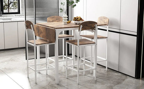 Farmhouse Metal Counter Height Drop Leaf Dining Set - Omega Lifestyles