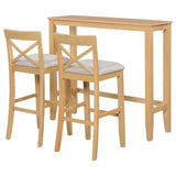 Farmhouse Solid Wood 3-Piece Bar Height Dining Set - Omega Lifestyles