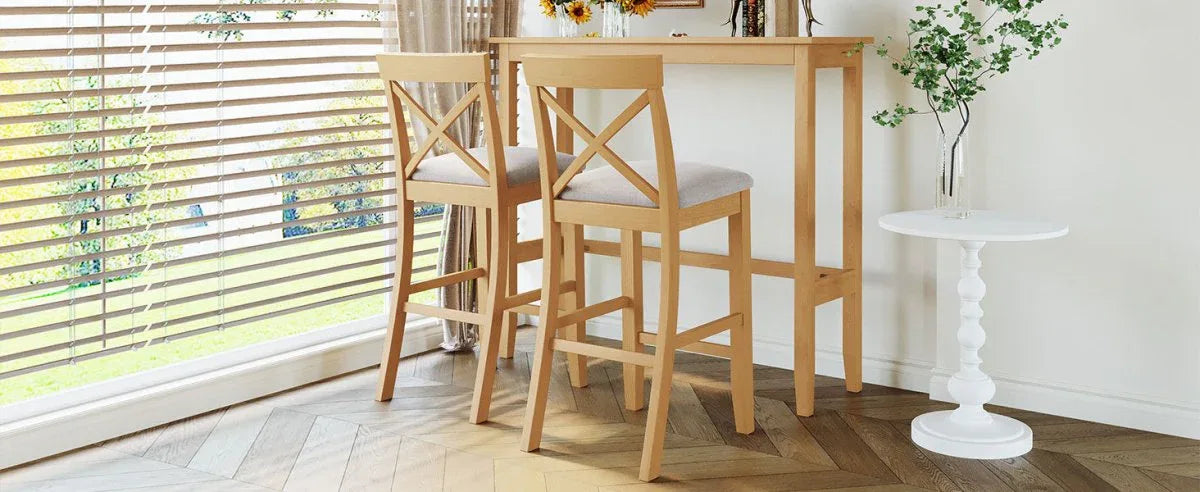 Farmhouse Solid Wood 3-Piece Bar Height Dining Set - Omega Lifestyles