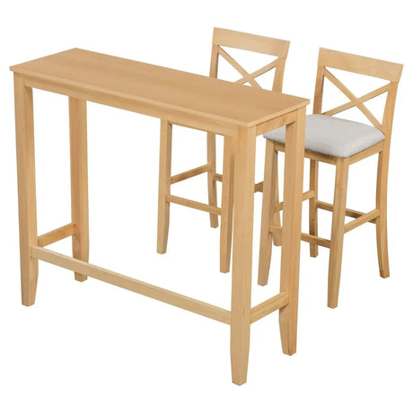 Farmhouse Solid Wood 3-Piece Bar Height Dining Set - Omega Lifestyles