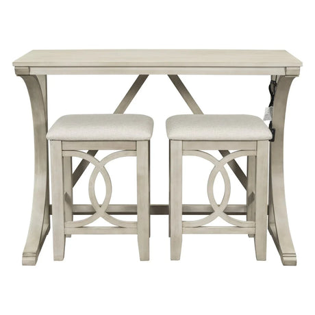 Farmhouse Solid Wood 3-Piece Counter Height Dining Set - Omega Lifestyles