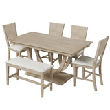 Modern Rubberwood Dining Table Set With Upholstered Seats - Omega Lifestyles