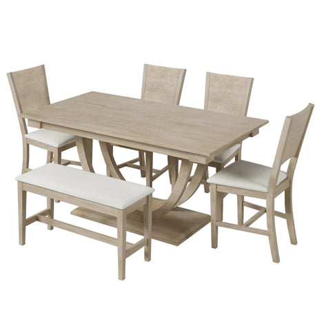 Modern Rubberwood Dining Table Set With Upholstered Seats - Omega Lifestyles
