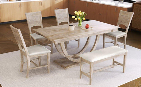 Modern Rubberwood Dining Table Set With Upholstered Seats - Omega Lifestyles