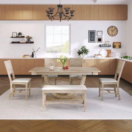 Modern Rubberwood Dining Table Set With Upholstered Seats - Omega Lifestyles