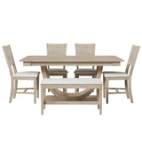 Modern Rubberwood Dining Table Set With Upholstered Seats - Omega Lifestyles