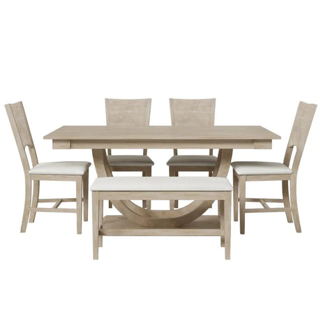 Modern Rubberwood Dining Table Set With Upholstered Seats - Omega Lifestyles