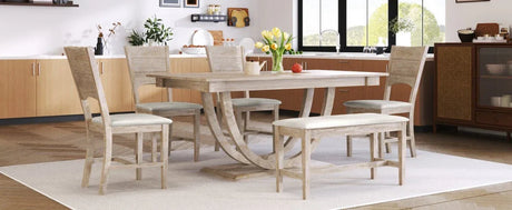 Modern Rubberwood Dining Table Set With Upholstered Seats - Omega Lifestyles