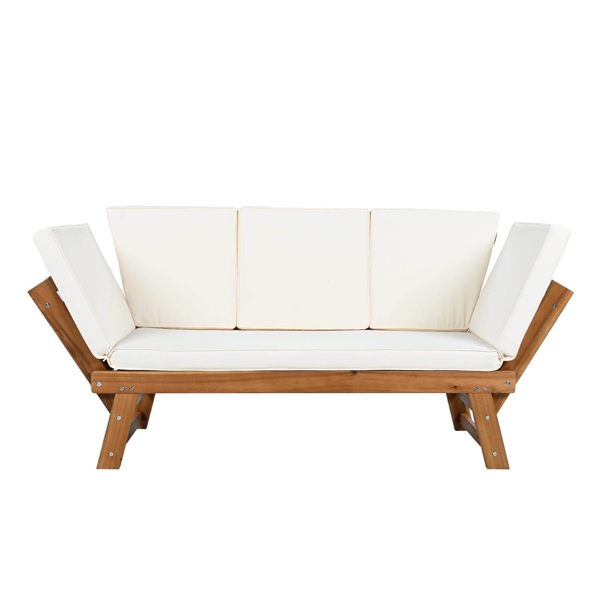 Outdoor Adjustable Acacia Wood Patio Daybed With Cushions - Omega Lifestyles