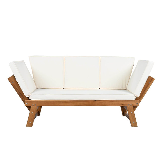 Outdoor Adjustable Acacia Wood Patio Daybed With Cushions - Omega Lifestyles