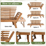 Outdoor Adjustable Acacia Wood Patio Daybed With Cushions - Omega Lifestyles