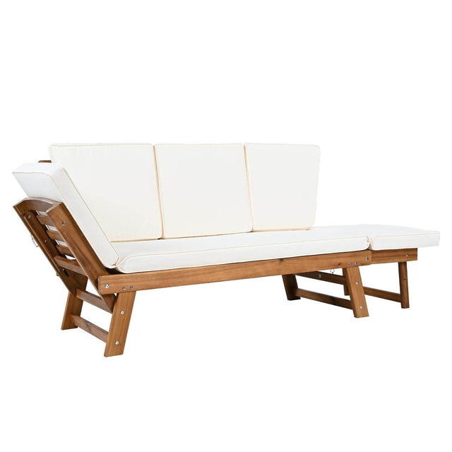 Outdoor Adjustable Acacia Wood Patio Daybed With Cushions - Omega Lifestyles