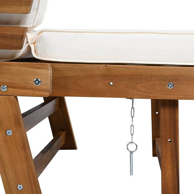 Outdoor Adjustable Acacia Wood Patio Daybed With Cushions - Omega Lifestyles