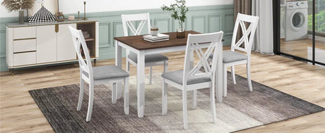 Rustic Solid Wood 5-Piece Dining Table Set For 4 - Omega Lifestyles