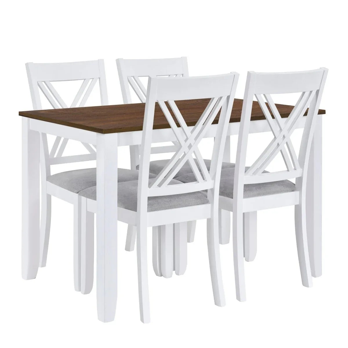 Rustic Solid Wood 5-Piece Dining Table Set For 4 - Omega Lifestyles