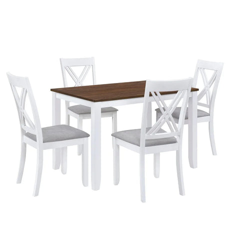 Rustic Solid Wood 5-Piece Dining Table Set For 4 - Omega Lifestyles