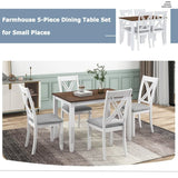 Rustic Solid Wood 5-Piece Dining Table Set For 4 - Omega Lifestyles