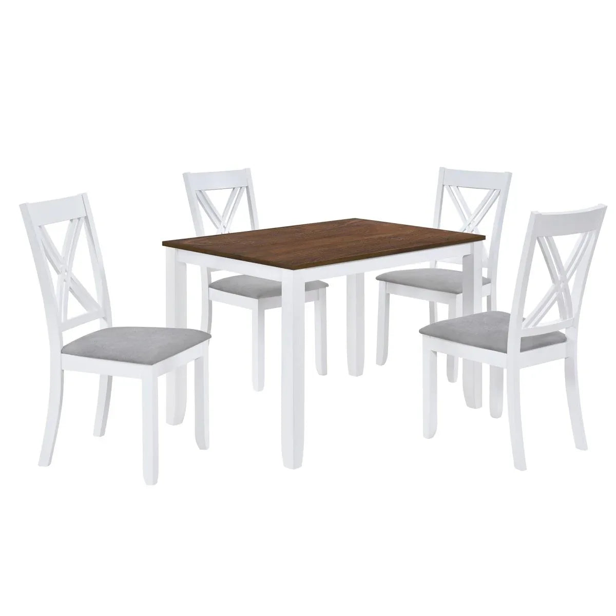 Rustic Solid Wood 5-Piece Dining Table Set For 4 - Omega Lifestyles
