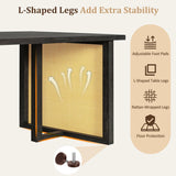 7-Piece Farmhouse Dining Table Set With Rattan Chairs - Omega Lifestyles