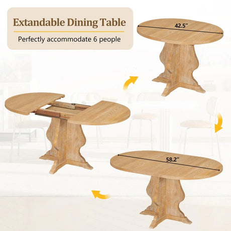 Farmhouse Extendable Solid Wood Dining Table Set - Omega Lifestyles