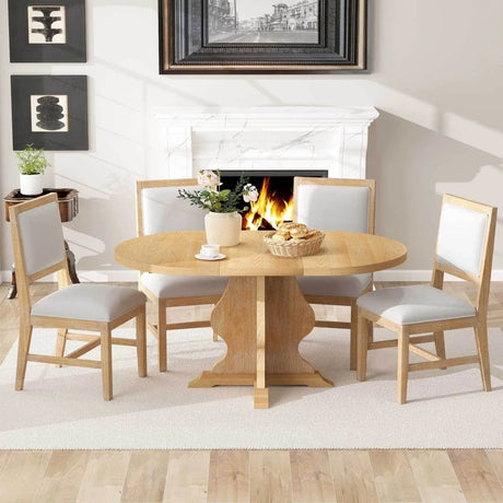 Farmhouse Extendable Solid Wood Dining Table Set - Omega Lifestyles