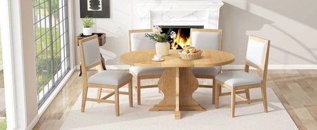 Farmhouse Extendable Solid Wood Dining Table Set - Omega Lifestyles