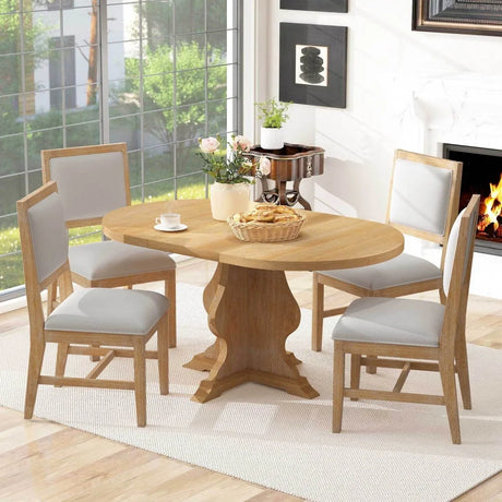 Farmhouse Extendable Solid Wood Dining Table Set - Omega Lifestyles
