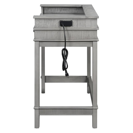 Retro Light Grey Solid Wood Bar Table Dining Set - Omega Lifestyles