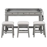 Retro Light Grey Solid Wood Bar Table Dining Set - Omega Lifestyles
