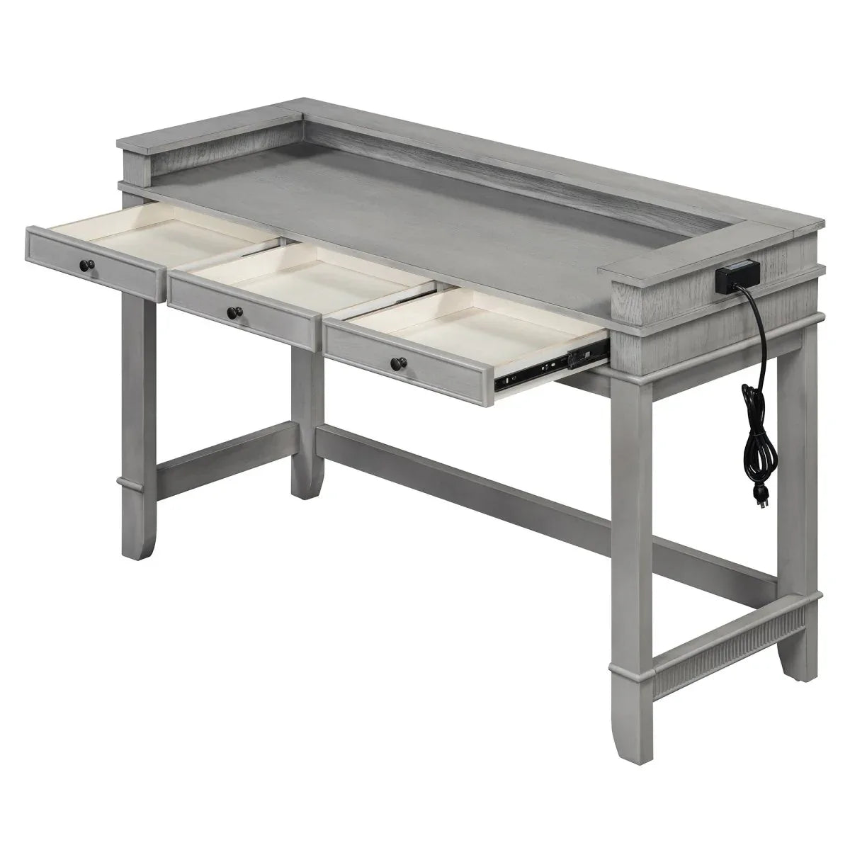 Retro Light Grey Solid Wood Bar Table Dining Set - Omega Lifestyles